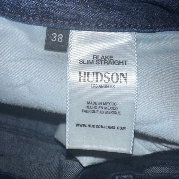 Mens Hudson Blake Slim Straight Premium Italian Fabric Size 38 Dark Wash - Picture 7 of 9